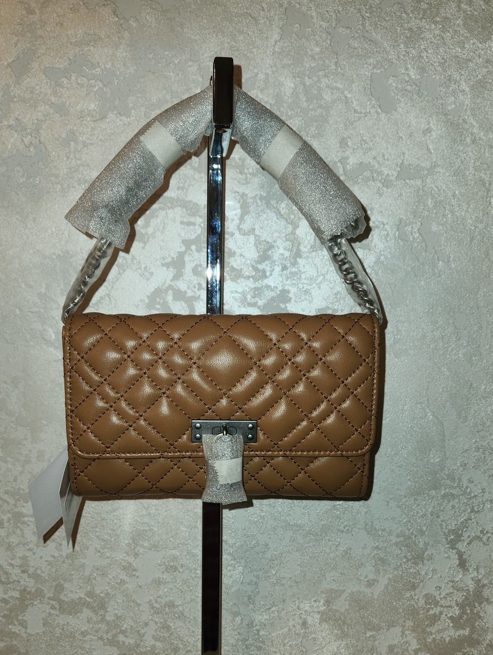 Kurt Geiger Quilted Leather Shoulder Bag in Brown NWT